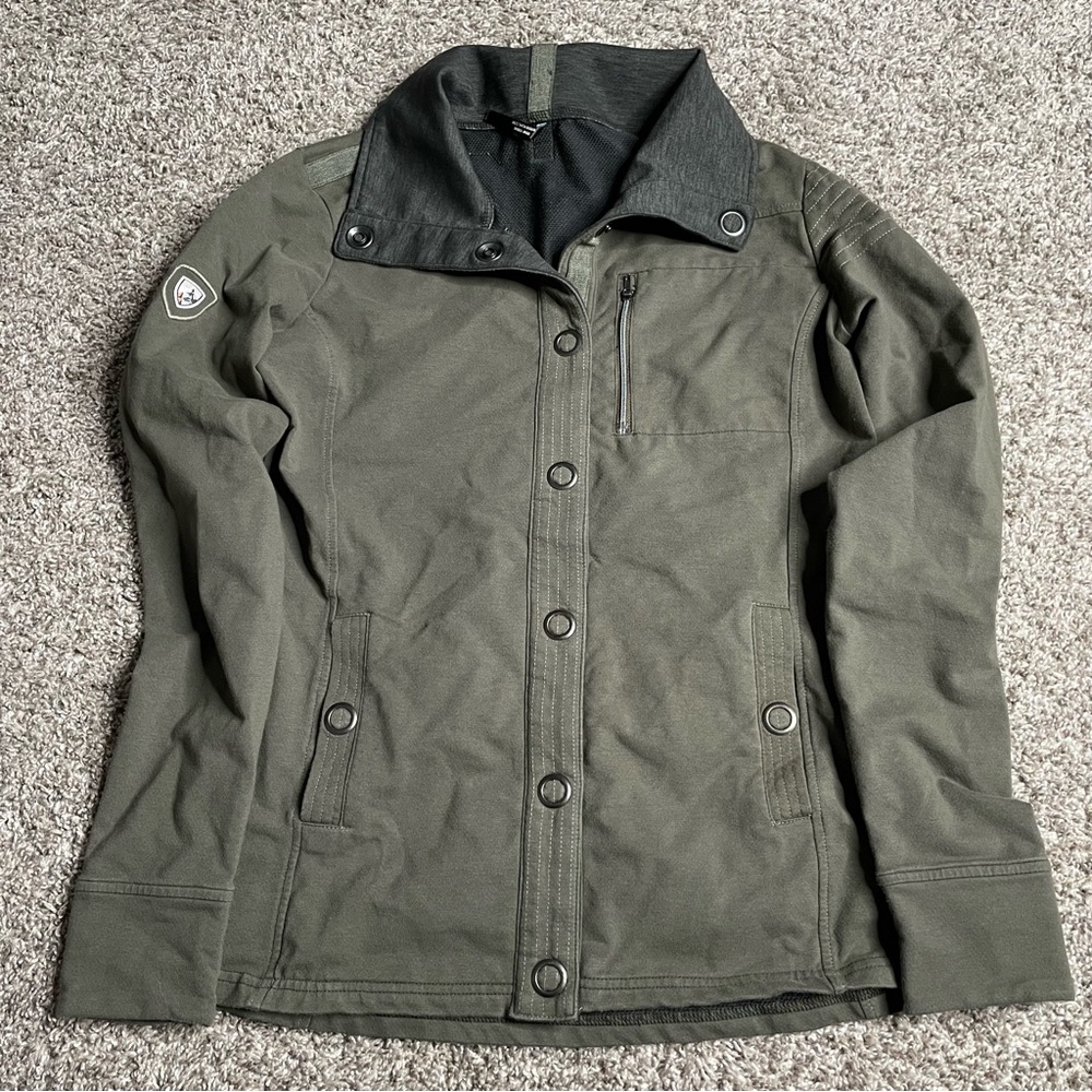 Kuhl Jacket Womens Medium Olive Green Hiking Snap Button Insulated Gorp Core